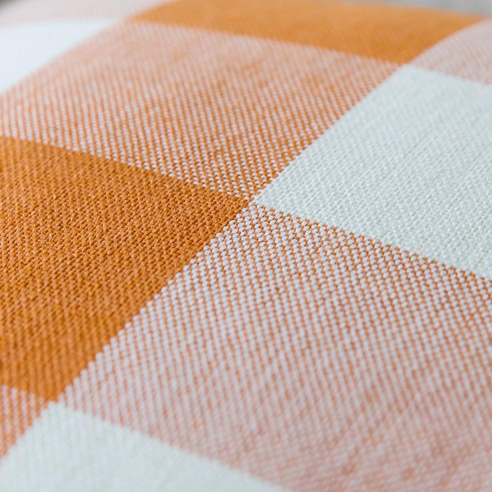 MIULEE Fall Plaid Pillow Covers 18x18 Orange and White Pack of 2