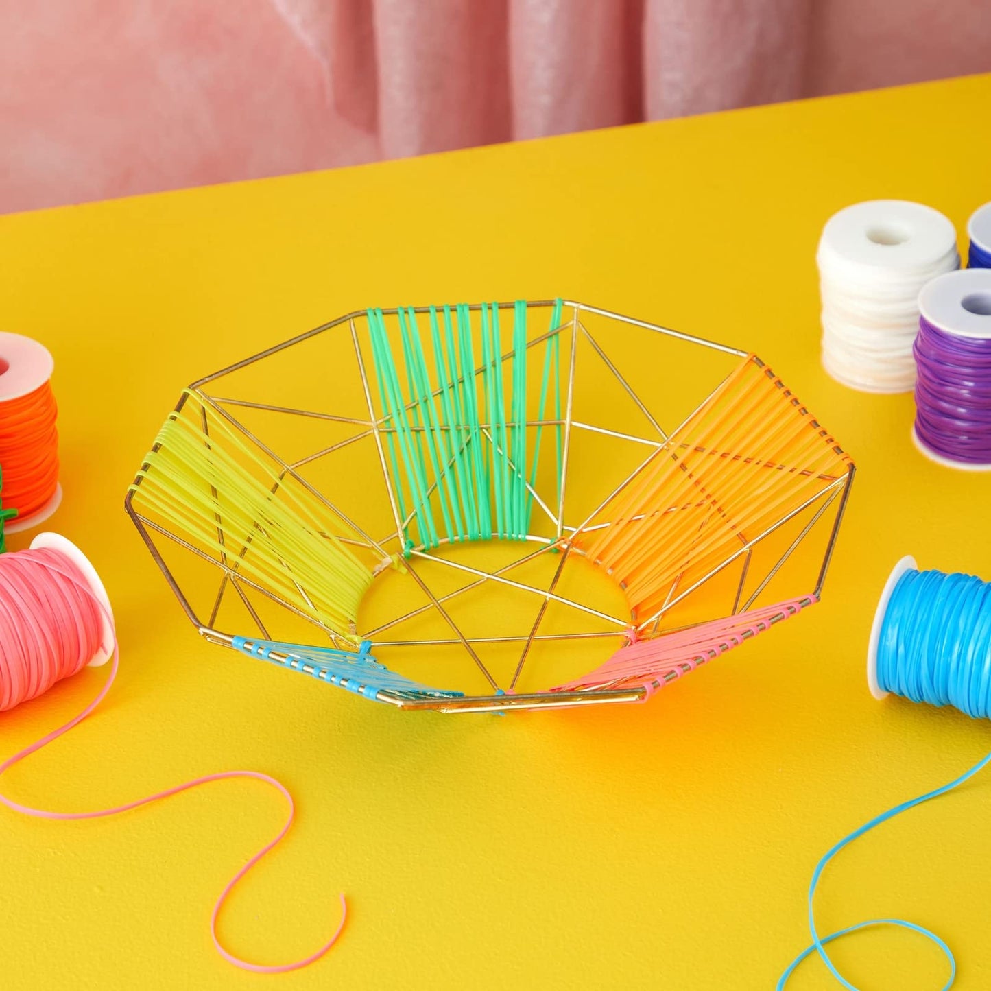 Juvale Lanyard String Kit - Neon Plastic Lacing Cord & Gimp String for Bracelets - Plastic Cord & Boondoggle Kit for Keychains - 10 Spools, 50 Yd Each, 2.5 mm x 1 mm, Rainbow