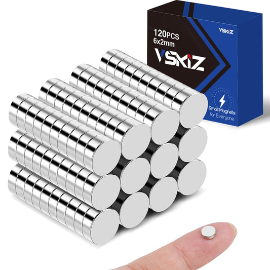 VSKIZ 120Pcs Fridge Magnets, 6x2mm Small Refrigerator Magnets Mini Magnet for Whiteboard Crafts, Office, School