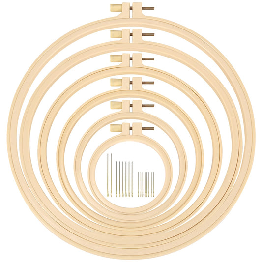 6 Pieces Embroidery Hoops 3 Inch to 10 Inch Cross Stitch Hoop Small Embroidery Hoop with 16 Pieces Needles for Embroidery