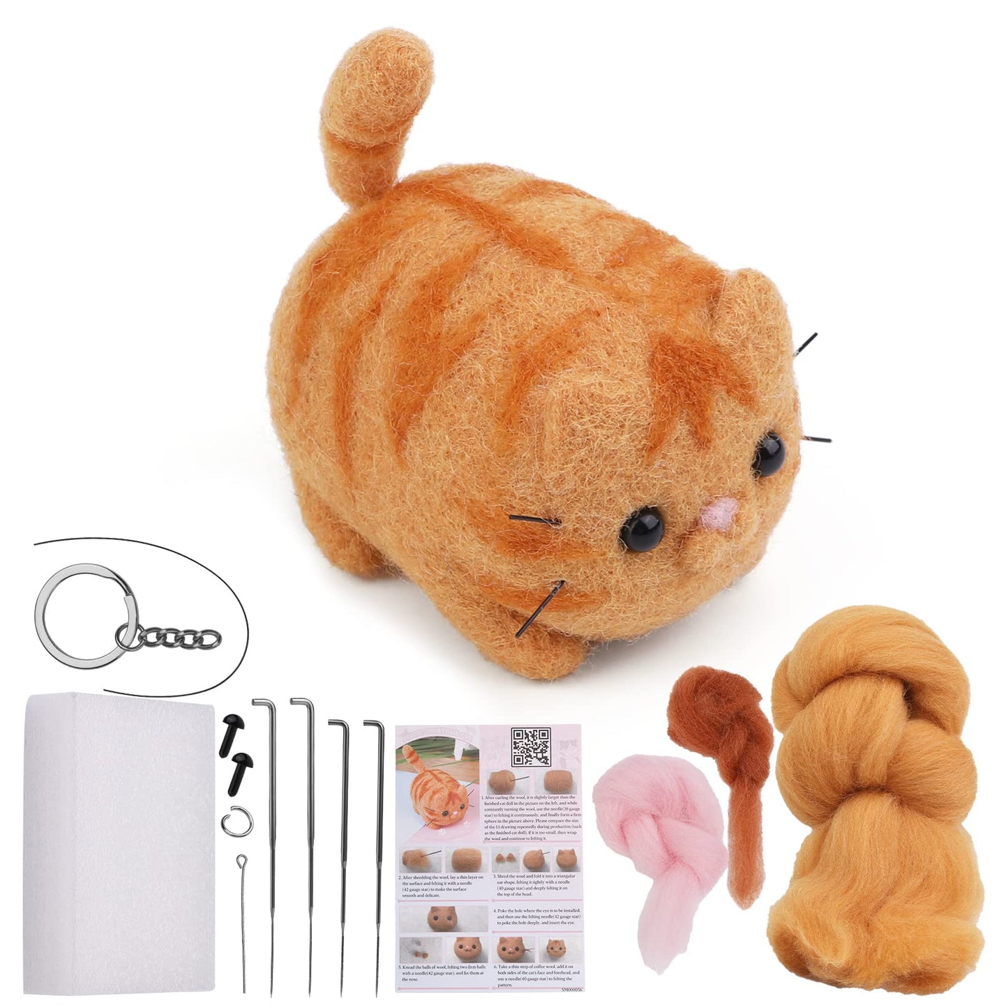 QMNNMA Needle Felting Kit, Animals Needle Felting Set, DIY Wool Felt Materials Set with Felting Tool and Instruction for Needle Felting Craft Project and DIY Handmade