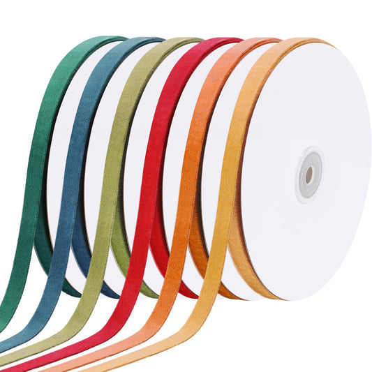 6 Rolls 3/8 Inch Velvet Ribbon for Gift Wrapping Bow 120 Yards Vintage Assorted Ribbon Multicolored Craft Ribbon for Valentine's Day Wedding Decoration Ornament Making(Elegant Color)