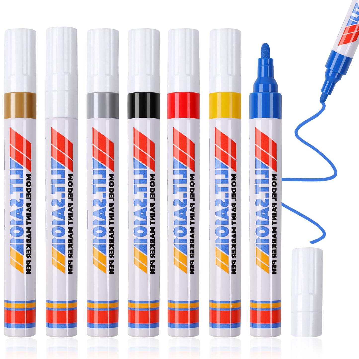 7 Pack Color Paint Pen, Oil Based Paint Marker, Medium Tip Permanent Paint Markers, Quick Dry Waterproof Paint Pens for Wood Crafts, Rock, Ceramic, Tire, Glass, Fabric, Metal, Canvas