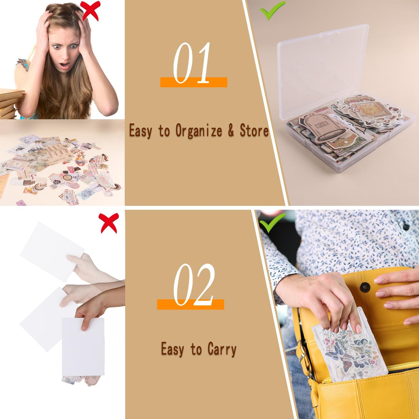 200Pcs Vintage Scrapbook Stickers, Aesthetic Junk Journal Stamping Supplies Kit, Scrapbooking Ephemera Washi Paper for Bullet Journaling Planners Diary Collage (Artistic)