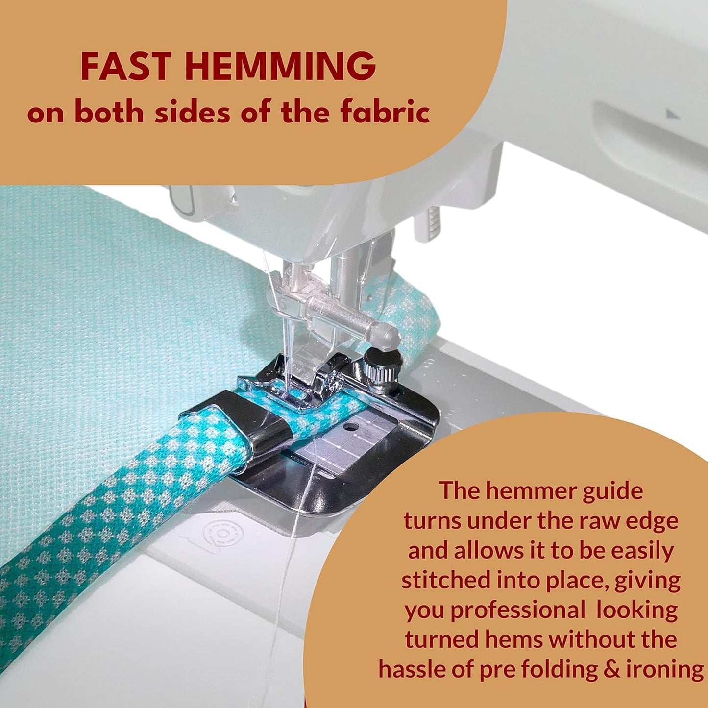 Madam Sew Rolled Hem Presser Foot Set – 3 Piece Wide Hemming Foot Kit Includes 1/2”, 3/4" & 1” Presser Feet – Rolled Hem Foot Compatible with Most Models of Singer, Brother, Babylock, Euro-Pro, Janome