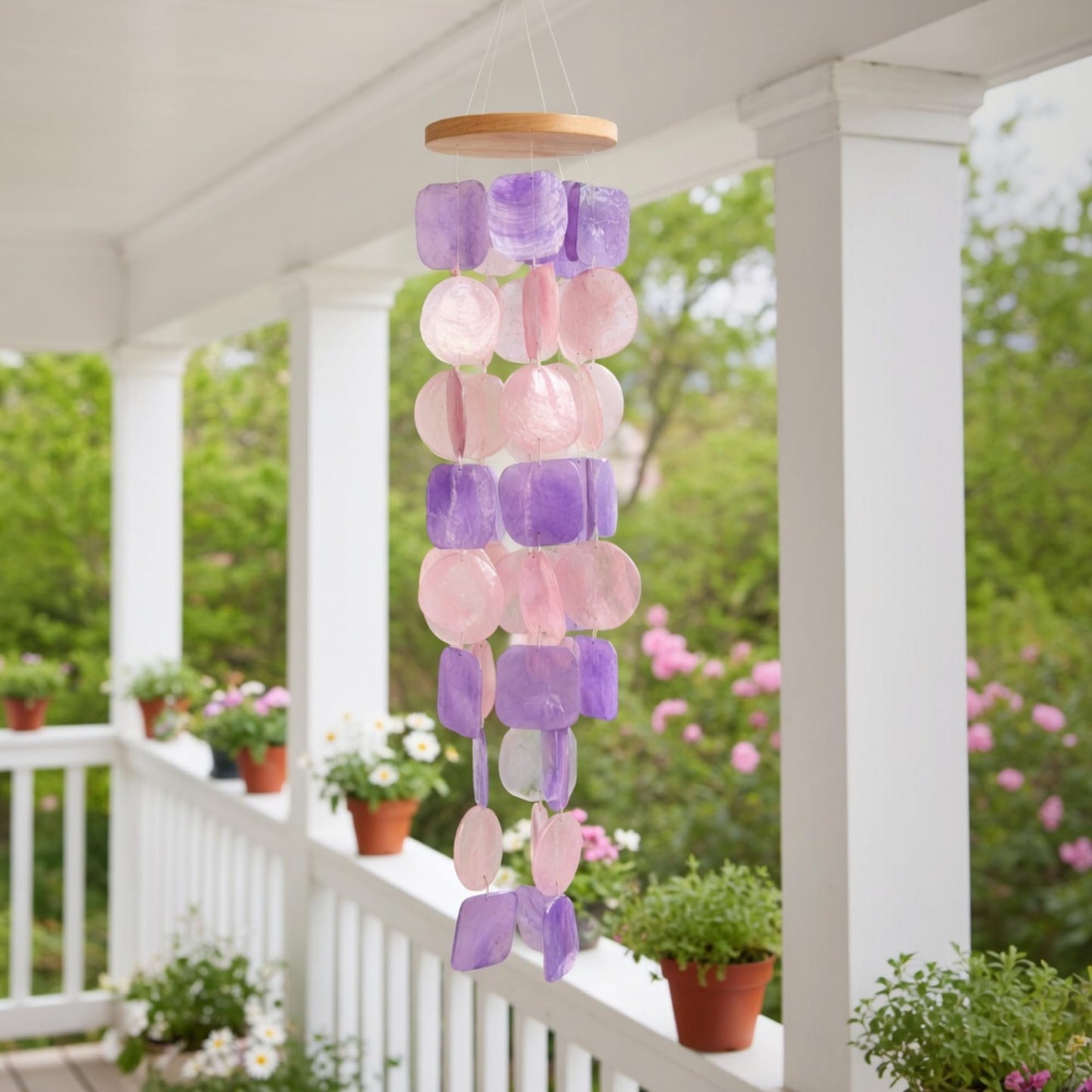 Solange & Frances Wind Chimes for Outside. Spring Decor Windchimes Outdoors Patio Decor. Unique Birthday Gifts for Women, Gift for Women Ideas (Purple & Pink)