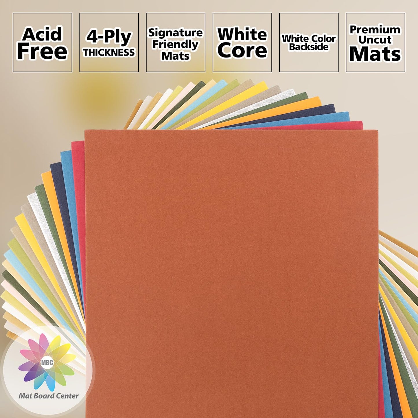 8x10 Uncut Mat Boards, Backing Boards for Crafts, Photos, Frames and More (Mixed Color, 20-Pack)