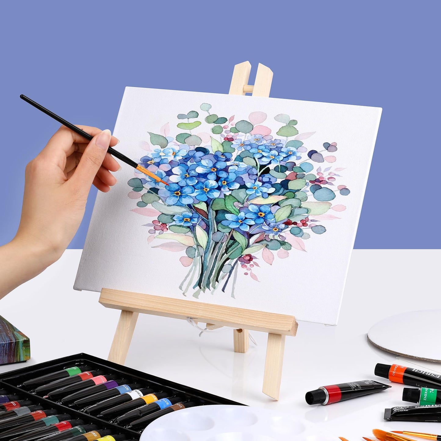 2 Pack 11.8" Wood Easels,Tabletop Easel for Painting,Painting Party, Displaying Canvases, Kids Student Table School Desktop, Portable Canvas Photo Picture Sign Holder