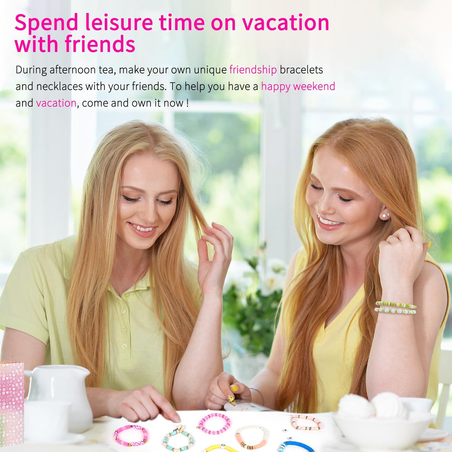 Friendship Bracelet Making Kit 96 Colors, 900pcs Letter Beads, 100pcs Number Beads, Gold Silver Spacer Beads Charms Clay Beads for Concert Friendship Bracelets Jewelry Polymer Heishi Beads