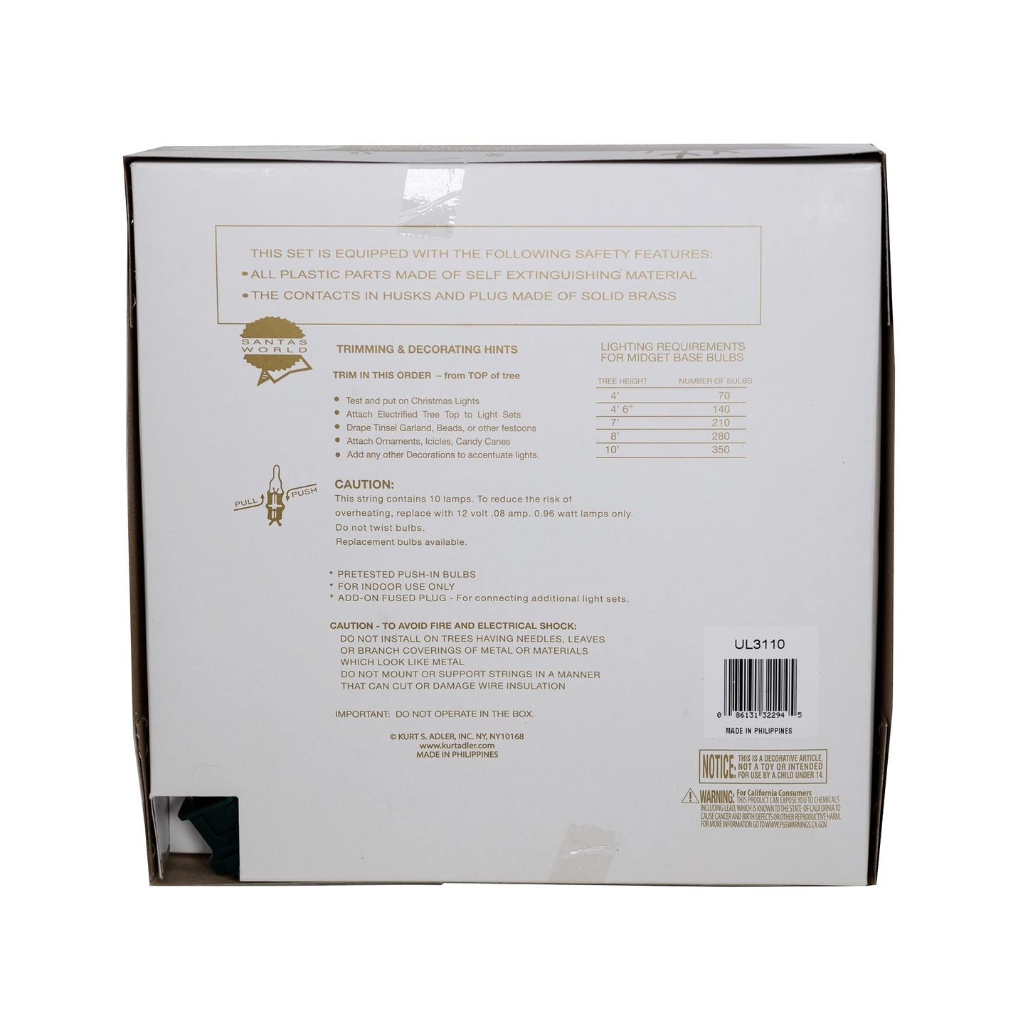 Kurt Adler UL3110 10-Light 6-Point Capiz Star Treetop With Scroll Design