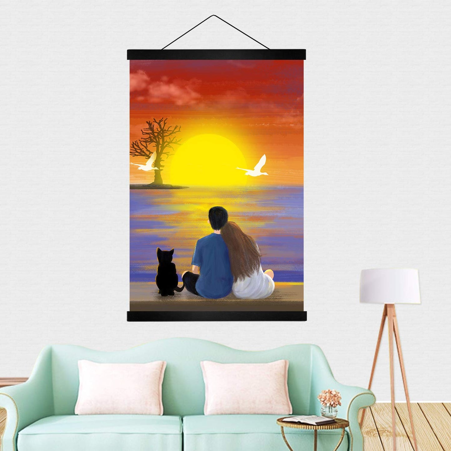 12 inch Wide Magnetic Poster Hanger Frame, 12x18 12x16 12x24 Wood Frame for Posters, Prints, Photos, Pictures, Maps, Scrolls, and Artwork - Wall Hanging Wooden Frame