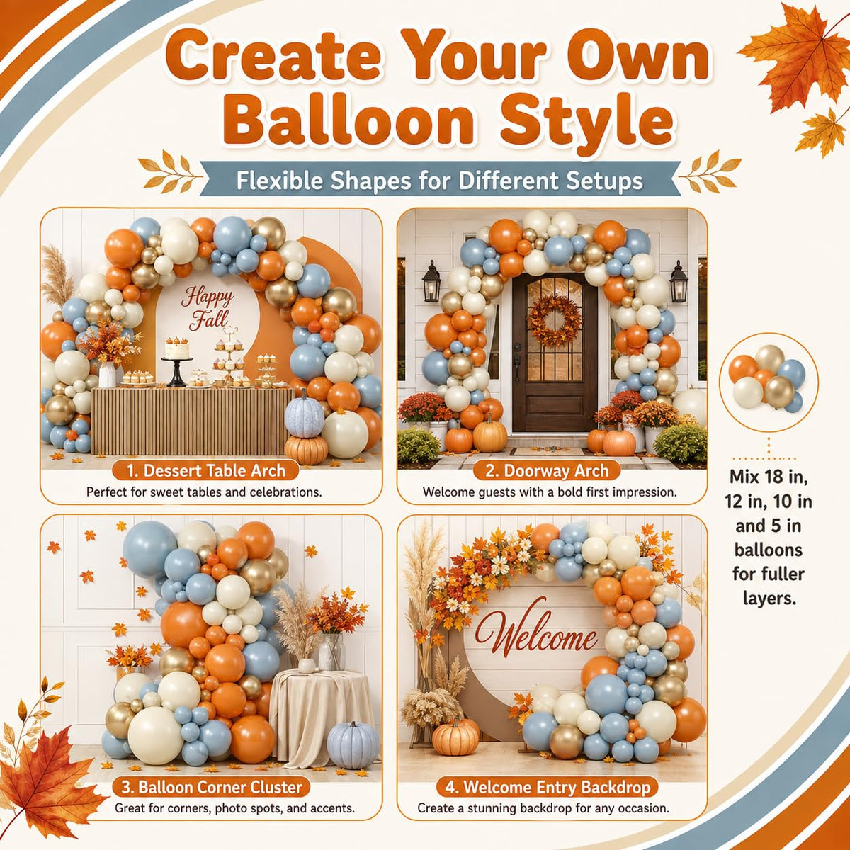 Fall Autumn Balloon Arch Kit, Thanksgiving Themed Party Decorations