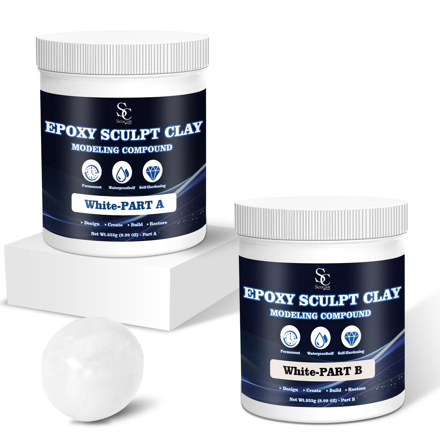 Epoxy Putty Sculpt Clay, 2 Part A & B for Sculpting, Modeling, Building, and Repairing, 1 Pound, White