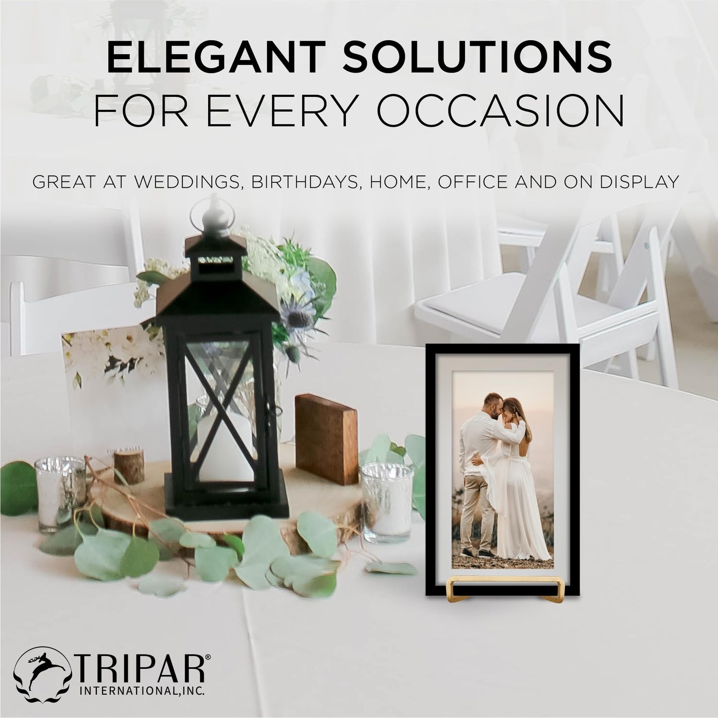 Tripar Square Metal Wire Stand, Gold Display (3 Inch Depth) Tabletop Easel Sleek & Modern Look - Perfect for Books, Plates, Photos & More