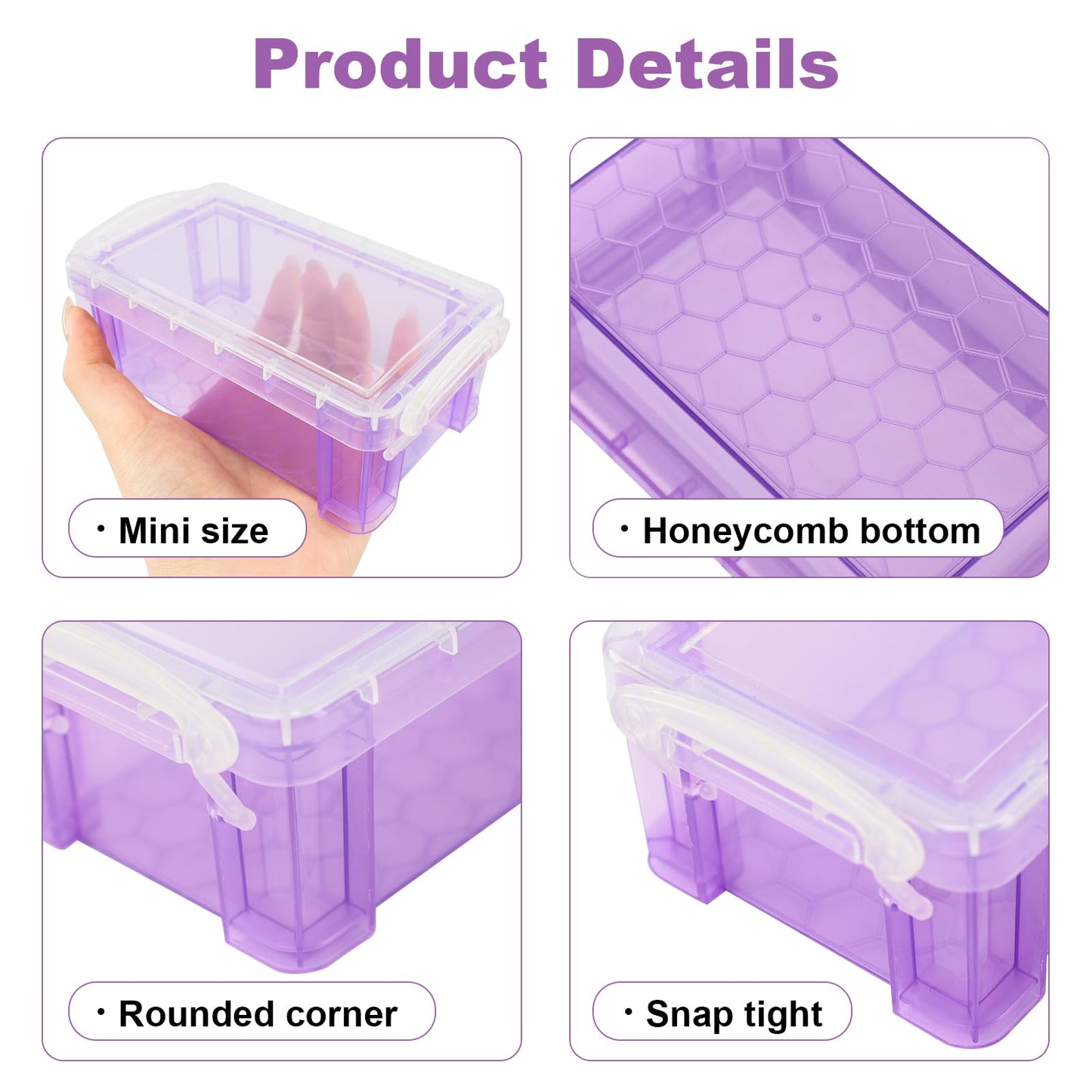testyu Small Plastic Box, 4.3" X 2.3" X 1.5" Stackable Mini Storage Box with Lid, Clear Organizer Container for Jewelry Beads Small Crafts Items Accessories - 6 Pack