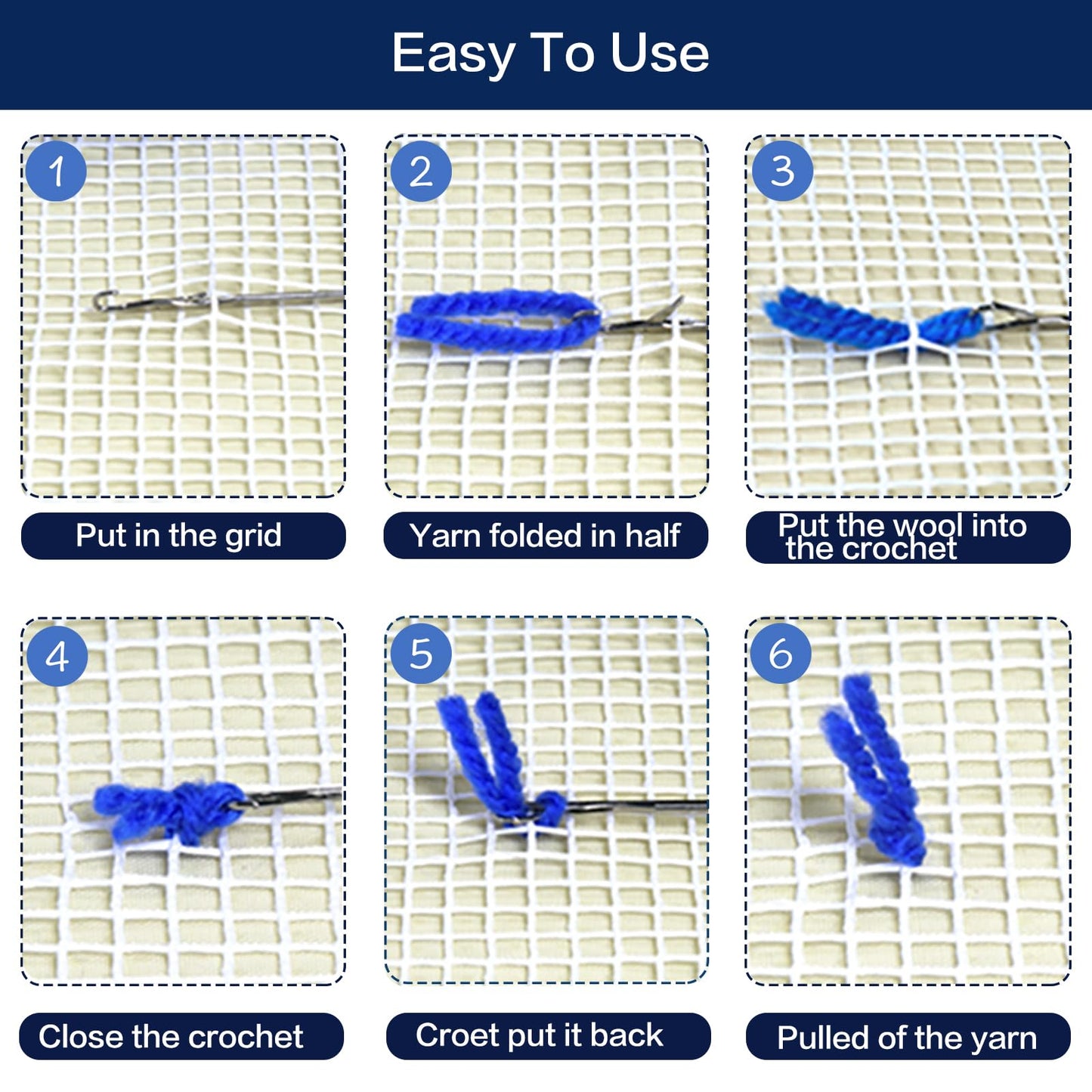 Latch Hook Kits for DIY Throw Pillow Cover,Needlework Cushion Cover Hand Craft Crochet for Great Family 17X17inch Christmas Hat