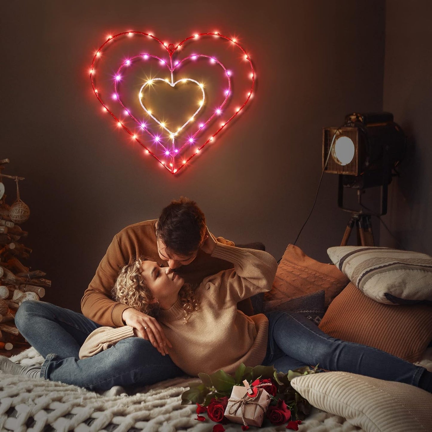 13 Inch Valentines Lights, Valentines Day Decorations with 8 Modes Timer Remote for Valentine‘s Day, Wedding, Proposal, Party Decorations(1 Pack, Heart)