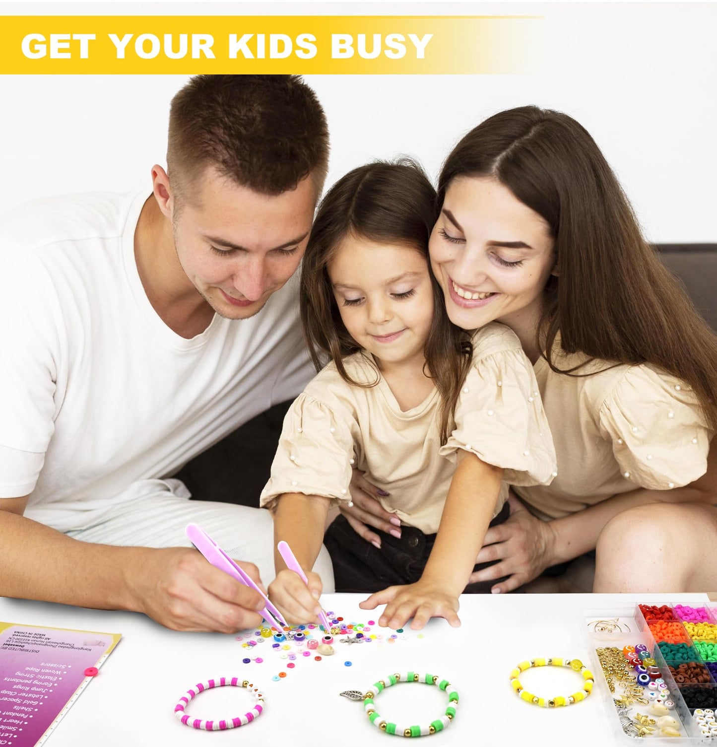 Dowsabel Clay Beads Bracelet Making Kit for Beginner, 5000Pcs Heishi Flat Preppy Polymer Clay Beads with Charms Kit for Jewelry Making, DIY Arts and Crafts Gifts Toys for Kids Age 6-12