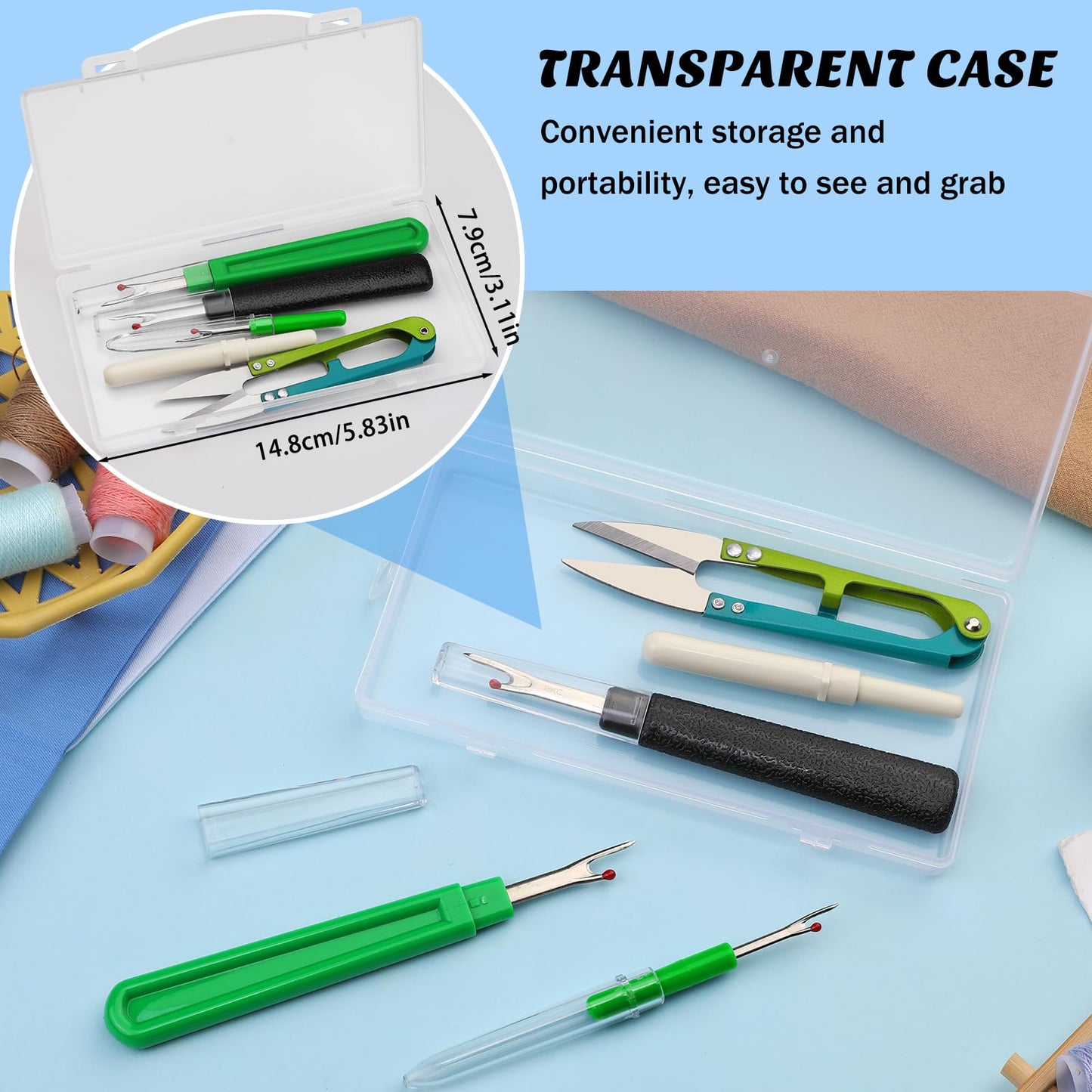 Seam Rippers for Sewing, 2 Big and 2 Small Stitch Remover Tools, Thread Ripper with Thread Snips for Sewing and DIY Craft