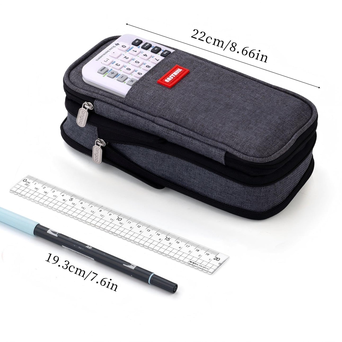 EASTHILL Big Capacity Pencil Pen Case Office College School Large Storage High Capacity Bag Pouch Holder Box Organizer (Deep Gray)