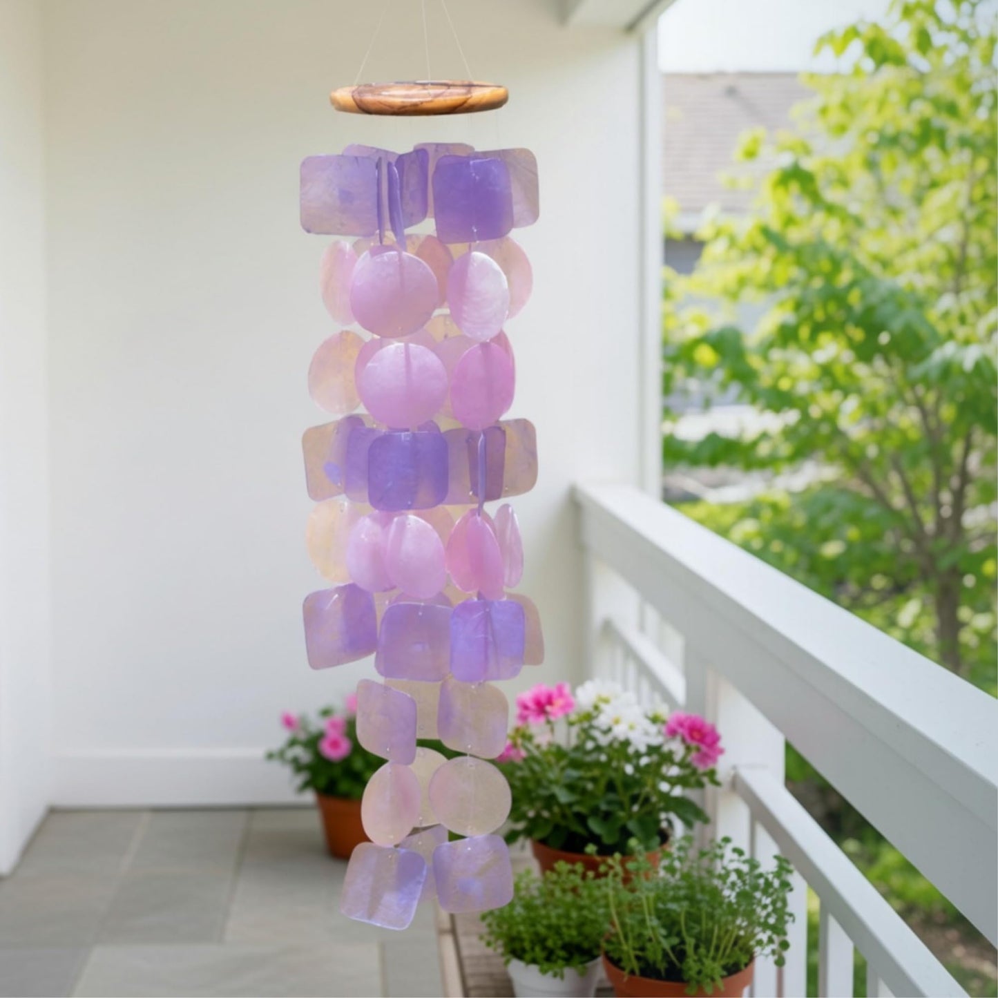 Solange & Frances Wind Chimes for Outside. Spring Decor Windchimes Outdoors Patio Decor. Unique Birthday Gifts for Women, Gift for Women Ideas (Purple & Pink)