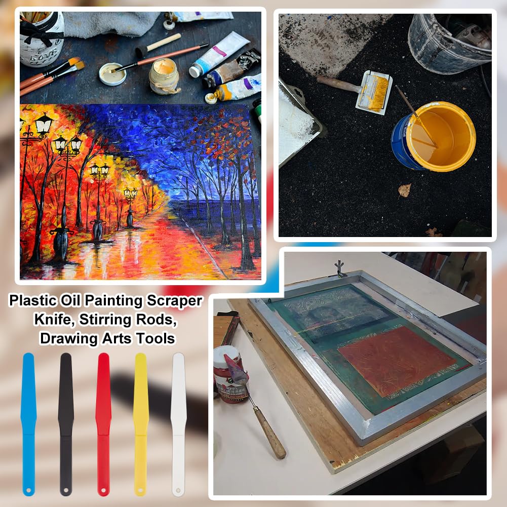 5PCS Screen Printing Spatula 1.2” Width Plastic Spatulas Ink Scoop Screen Printing Shovel Silk Screen Printing Shovel Goop Scoop Ink Spatula 5 Colors for Silk Printing