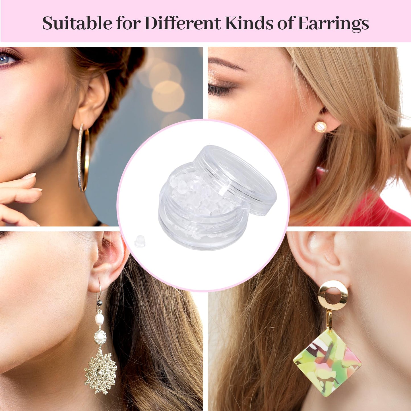 Rubber Earring Backs Soft Clear Earring Backings for Studs Hypoallergenic Silicone Earrings Backs Stopper Replacement for Women (100 Pcs)