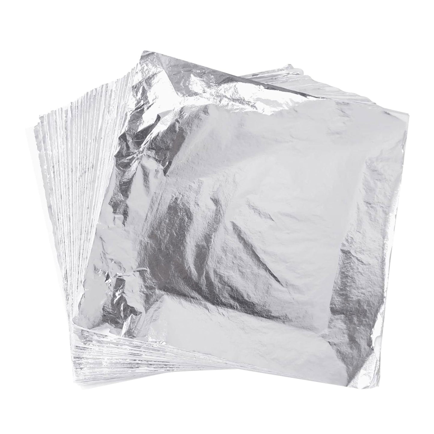 Silver Leaf Sheets,14cm 100pc Gold Leaf Foil, Gilding Silver Foil for Nail, Art Crafts, Home Decoration, Furniture,Painting