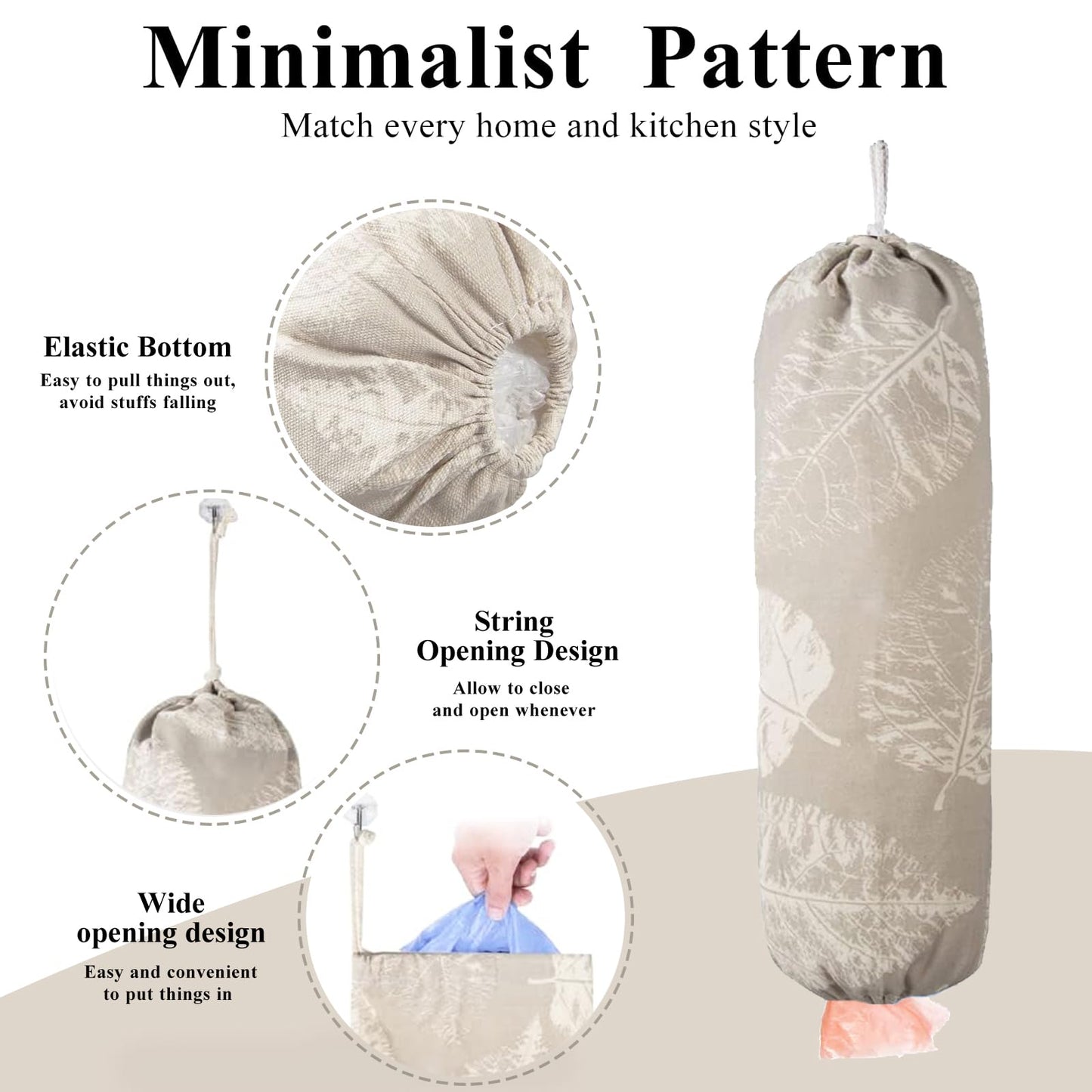 TOGETRUE Plastic Bag Holder, Wall Mount Plastic Bag Organizer Dispenser, Heavy Duty Grocery Bag Storage Holder for Home Kitchen Camper (Tablet Leaves)