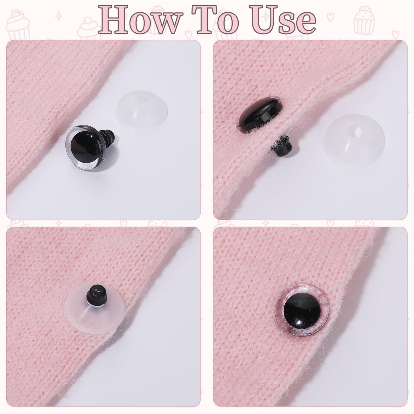 MUCUNNIA 100PCS 18mm Moon Safety Eyes for Crocheting with Washers Clear Safety Eyes for Amigurumi 3D Moon Crochet Eyes Doll Eyes for Animals Teddy Bear Crochet Toy Christmas Decorations