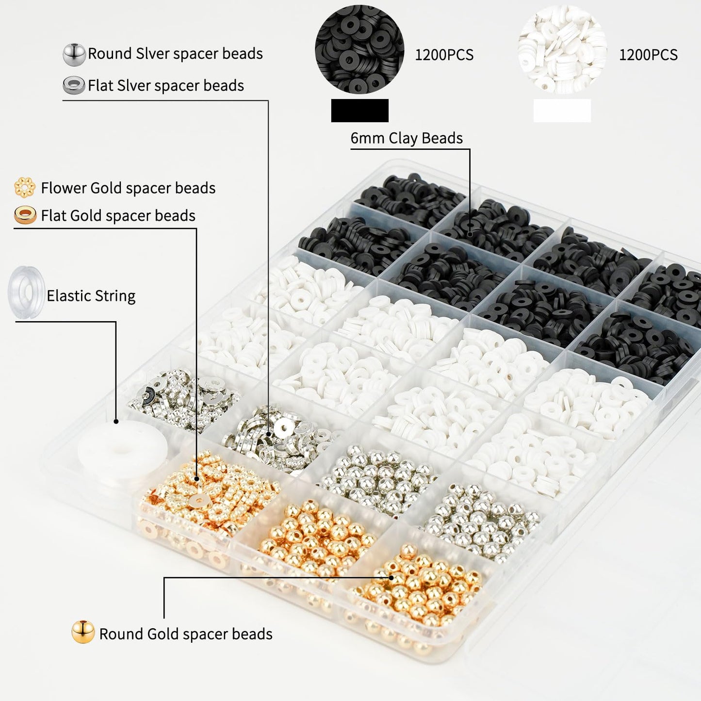 3000 Pcs Clay Beads Bracelets for Women Adults, Bracelet Making kit Golden Beads for Jewelry Making, Charms Bracelet Kit DIY Arts and Crafts Birthday Gifts Preppy