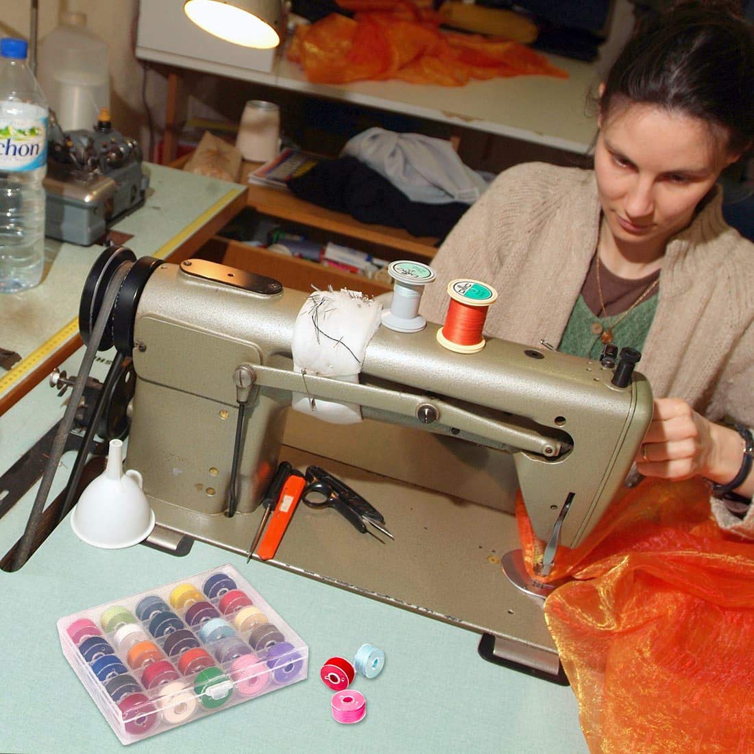 Bobbin Box,Machine Bobbin Organizer Plastic Case,Transparent 25 Slots Empty Bobbins Spools Box，Sewing Craft Plastic Case Storage Box for Sewing Machine