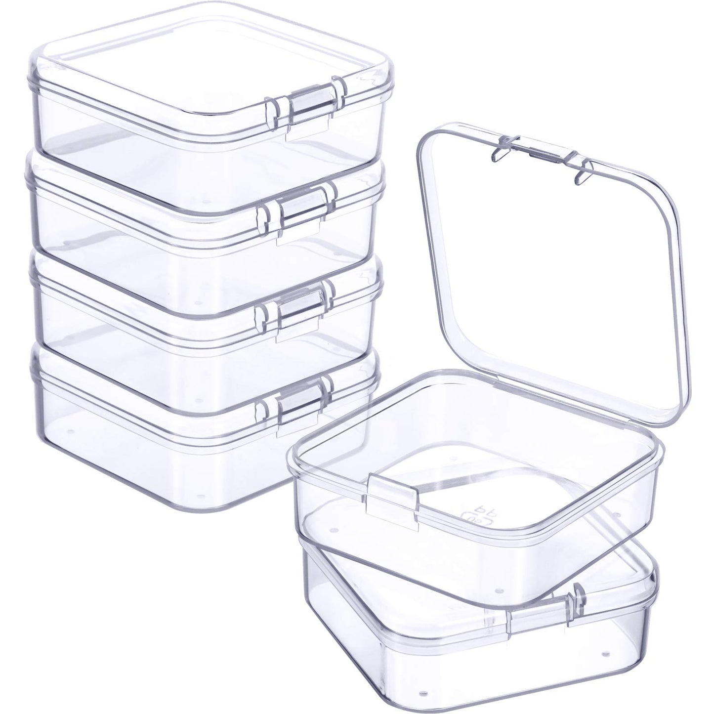 6 Pieces Mini Plastic Clear Beads Storage Containers Box for Collecting Small Items, Beads, Jewelry, Business Cards, Game Pieces, Crafts (2.13 x 2.13 x 0.79 Inch)