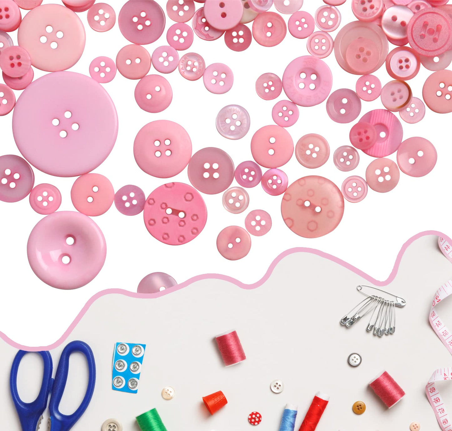 Tnstk 650 Pcs Buttons Round Resin Buttons 2 and 4 Holes Assorted Buttons for Sewing Crafts DIY Projects Button Painting Craft Buttons (Pink)