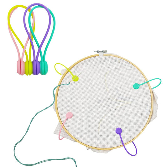 4 pcs Needle Minders Magnetic Cross Stitch Fabric Clips, Macron Color Magnetic Needle Minder, Perfect Cross-Stitch Embroidery and Needlework Accessories, Ideal Gift for Craft Enthusiasts