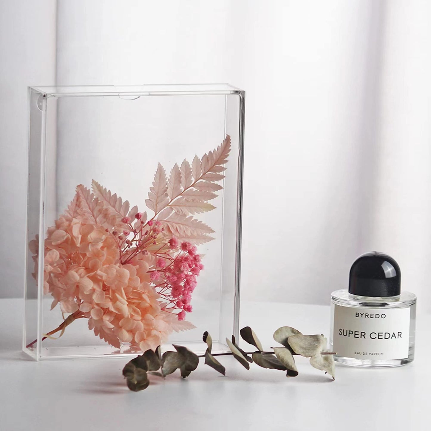 MarccTipton 6x8 Shadow Box Frame, Acrylic Photo Picture Frame, DIY Tabletop Display Case, All Clear Memory Box for Dried Flowers/Kids Room/Birthday/Wedding/Party/Shop Decor (1.1” Interior Depth)