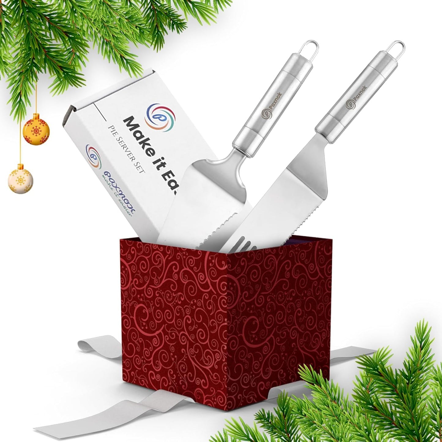 Pie Server Spatula and Cake Cutter Slicer, Stainless Steel Set - Kitchen Essentials for Cutting & Serving Desserts, Brownies, Lasagna (Silver, 10 inches)