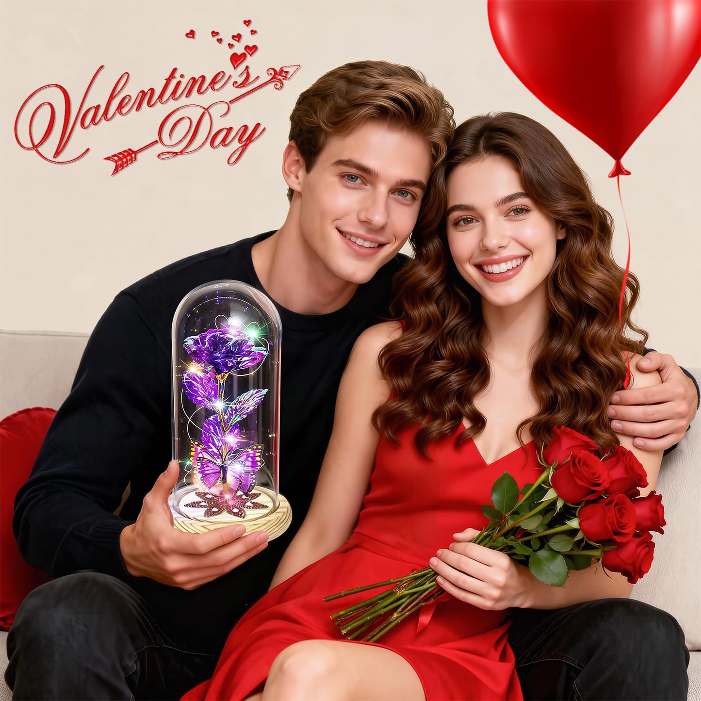 Birthday Gifts for Women Galaxy Glass Rose Forever Preserved Flowers for Delivery Light Up Rose in Glass Dome Mothers Day Butterfly Gifts for Mom Wife Grandma Her Daughter Girlfriend