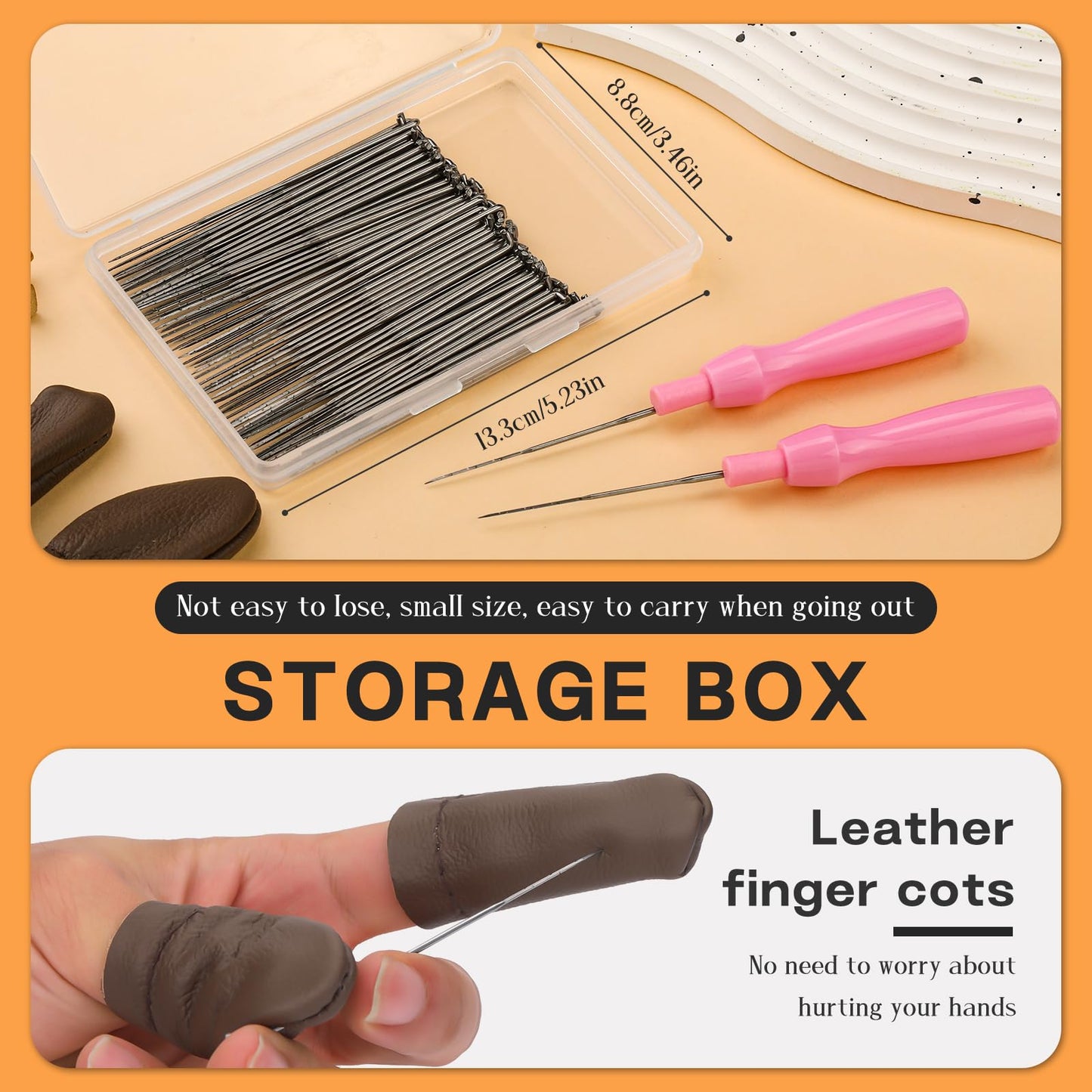 Needle Felting Needles, 100Pcs Wool Felting Needles, Needle Felting Tools Set with 2 Single Wooden Handle Storage Box Fingercots for Wool Projects(M)