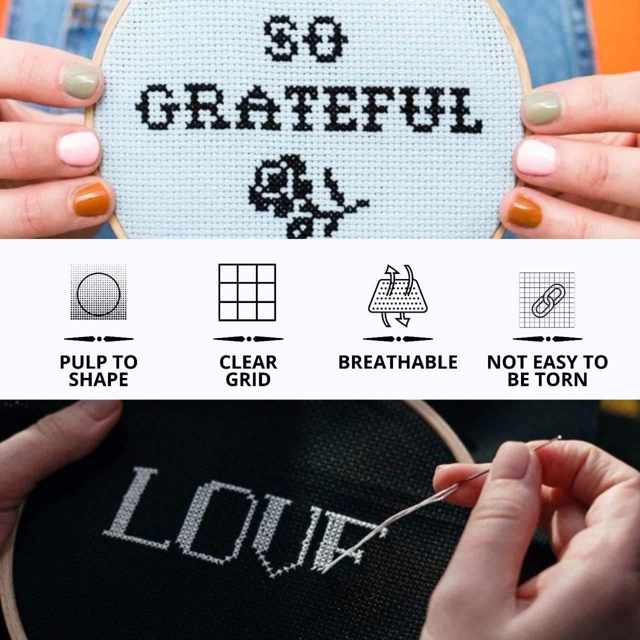 6PCS Aida Cloth 14 Count 3 Pieces Black Cross Stitch Fabric and 3 Pieces White Cross Stitch Fabric Cotton Embroidery Cloth for Needlework 14 Count for Craft Embroidery