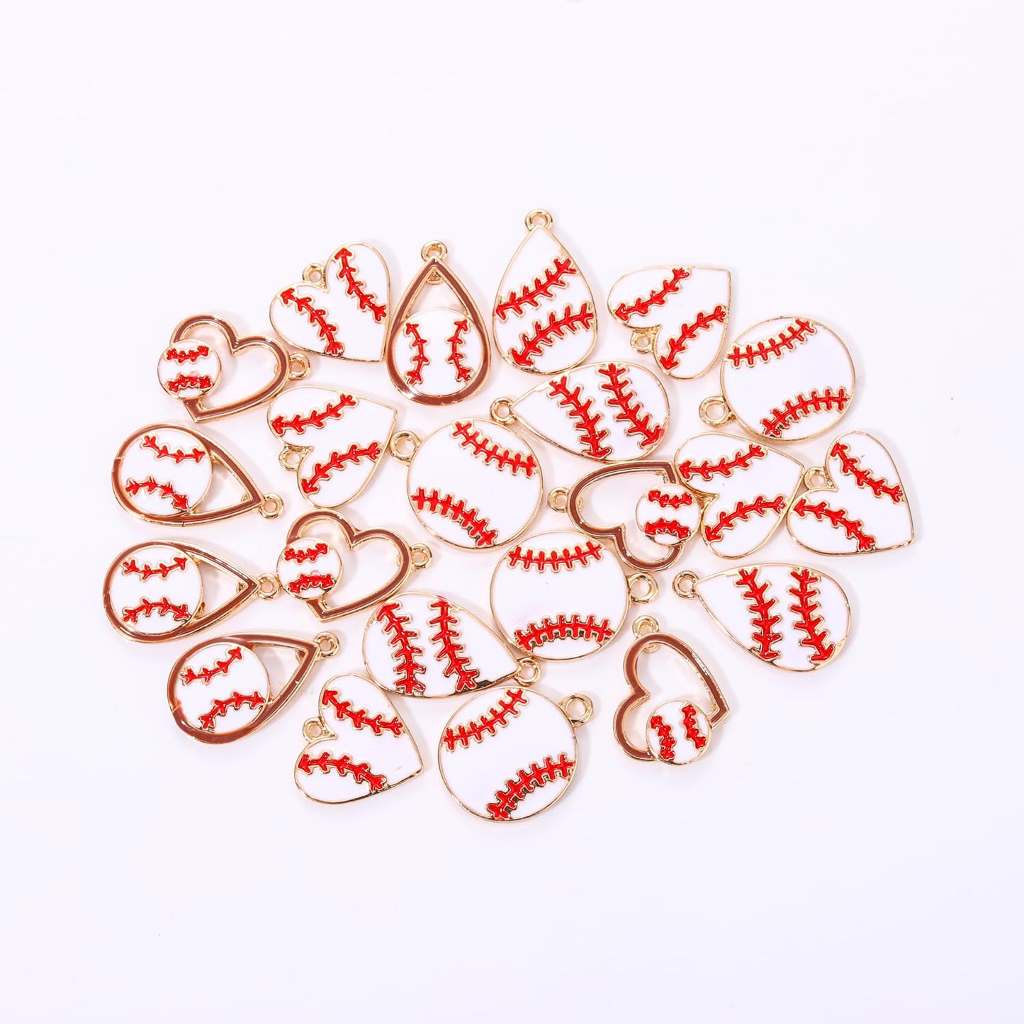 20PCS Sports Charms Enamel Basketball Baseball Pendant Charms for Jewelry Making Rhinestone Ball Game Softball Charms for Necklace Bracelet Earrings DIY Crafts (Set 7)