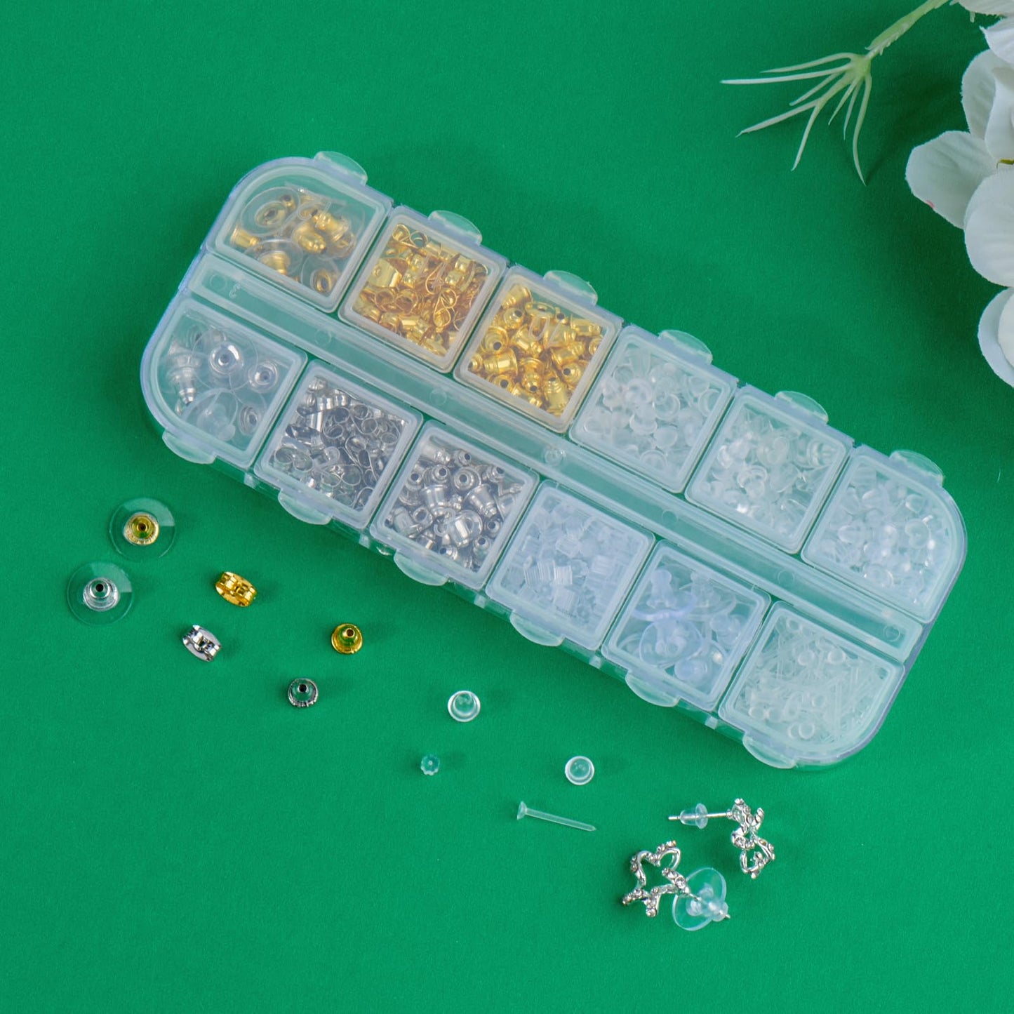 12 Styles Silicone Earring Backs for Studs/Droopy Ears/Heavy Earring, Clear Plastic Earrings 600Pcs Clear Soft Hypoallergenic Plastic Rubber Metal Backs Replacements Backings Clutch Stoppers