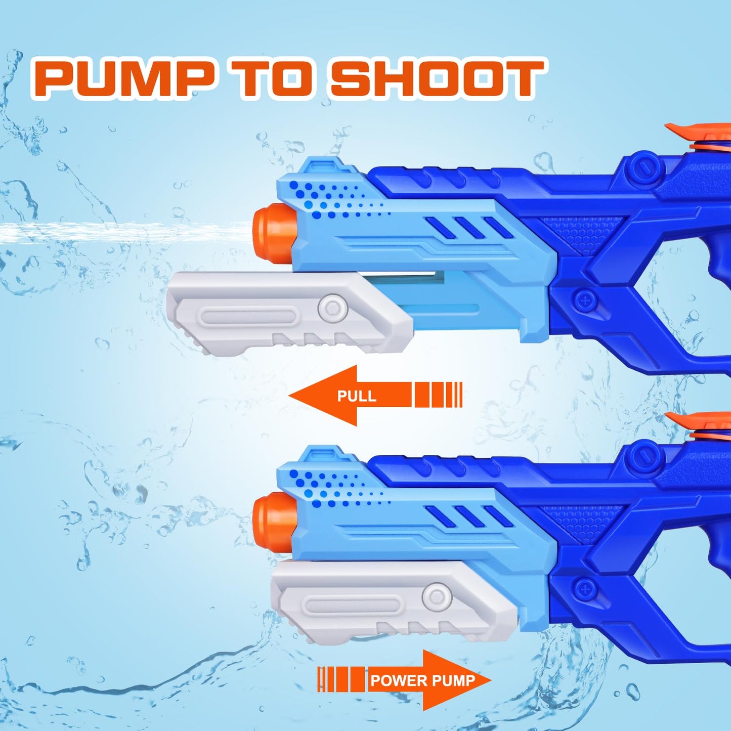 Quanquer 3 Pack Water Guns for Kids Adults - 600CC Squirt Water Toy Gun Super Blaster Soaker Long Range High Capacity Swimming Pool Beach Outdoor Fighting Toys for Boys Girls (Blue)