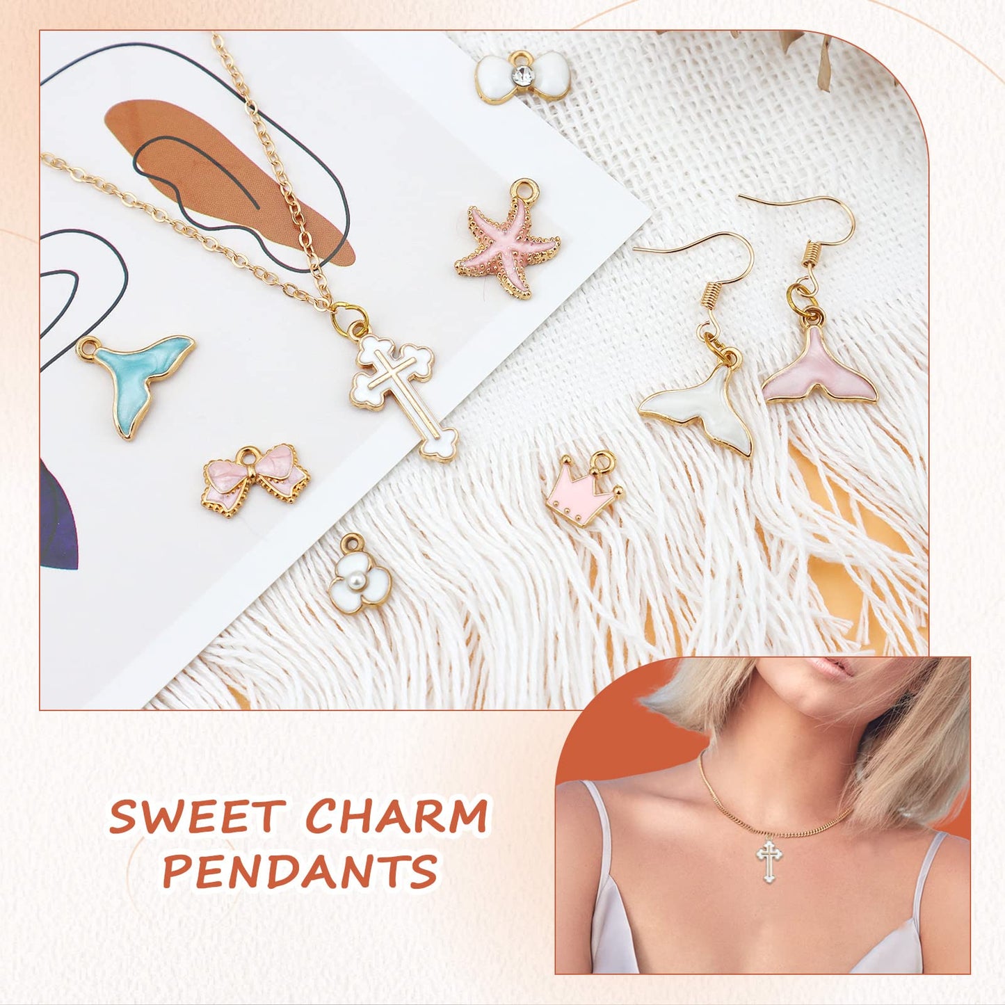 100PCS Gold Plated Enamel Charms Mixed Moon Star Fruit Animal Charm Colorful Pendant DIY for Necklace Bracelet Jewelry Making and Crafting