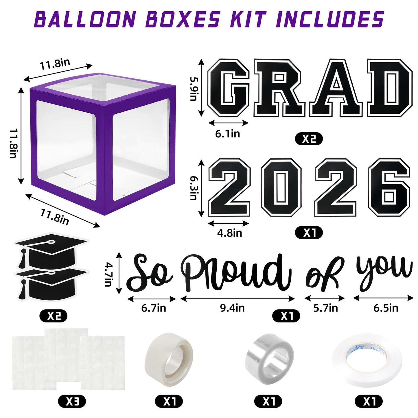 Graduation Decorations 2026 Graduation Party Decorations Set of 4 Boxes with 129pcs Balloons Arch Garland Kit Party Supplies for Any Grades Purple