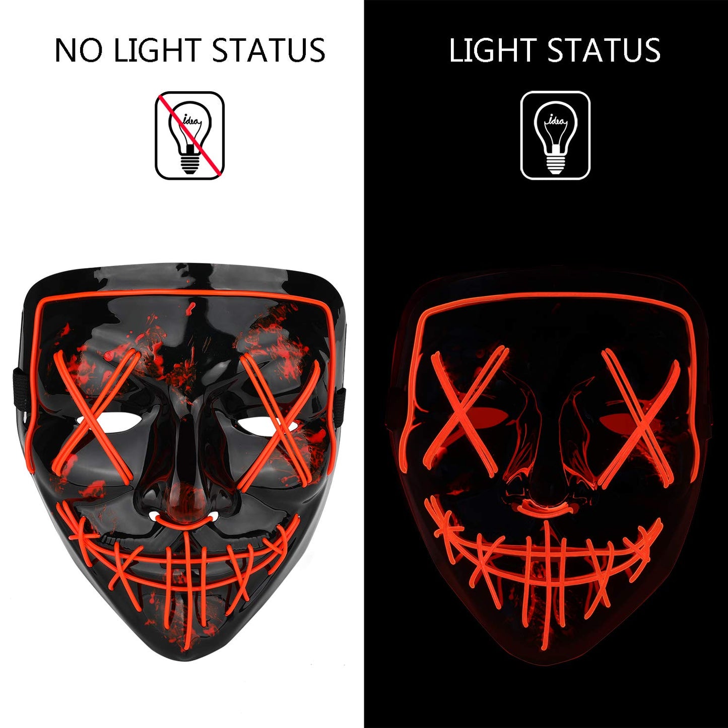 Poptrend Halloween Mask LED Light up Mask for Festival Cosplay Halloween Costume Masquerade Parties,Carnival,Gifts