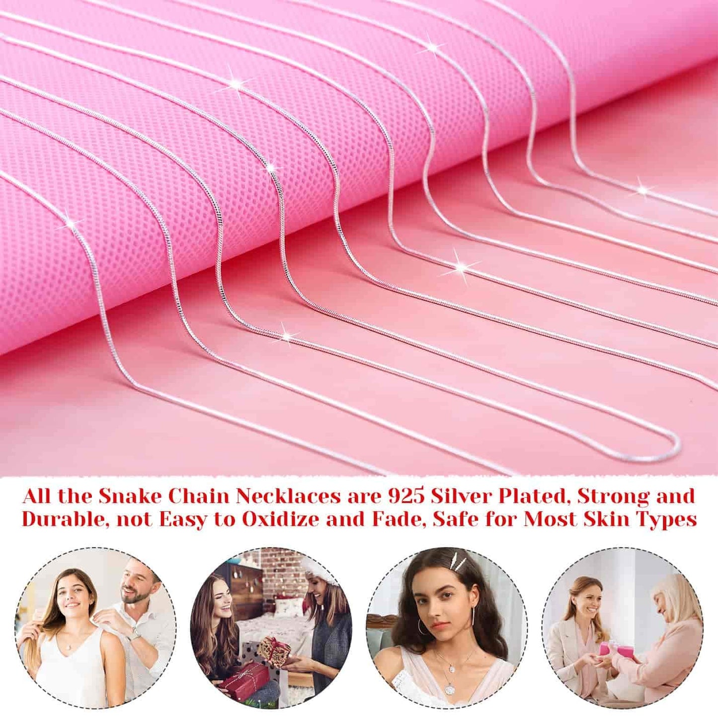 30 Pack Chains for Jewelry Making, Paxcoo Necklace Chains Bulk Silver Plated Snake Chains for Necklace Jewelry Making, 1.2 mm (22 Inches) (22 Inches)