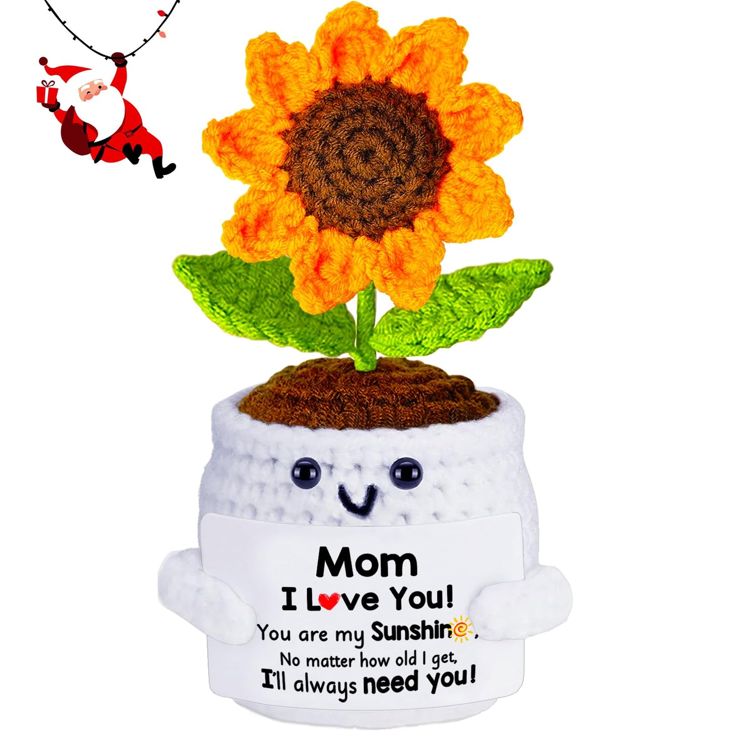 Mothers Day Mom Gifts for Mom, Easter Gifts for Moms from Daughter Son, Handmade Crochet Sunflower Doll Birthday Gift for Moms Mommy Mother in Law Step Mama, Mother's Day I Love You Sweet Gift for Mum