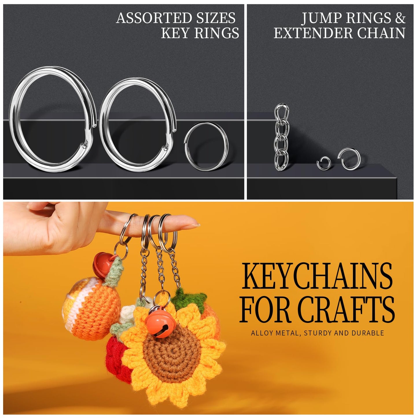 LEOBRO Keychain Making Kit, 265PCS Keychains Clips and Key Rings, Well Crafted Sturdy Key Chain Making Kit, Key Chain Rings, Keychains Hooks, for Key Chains, Lanyard, Jewelry Making, Crafts, Silver