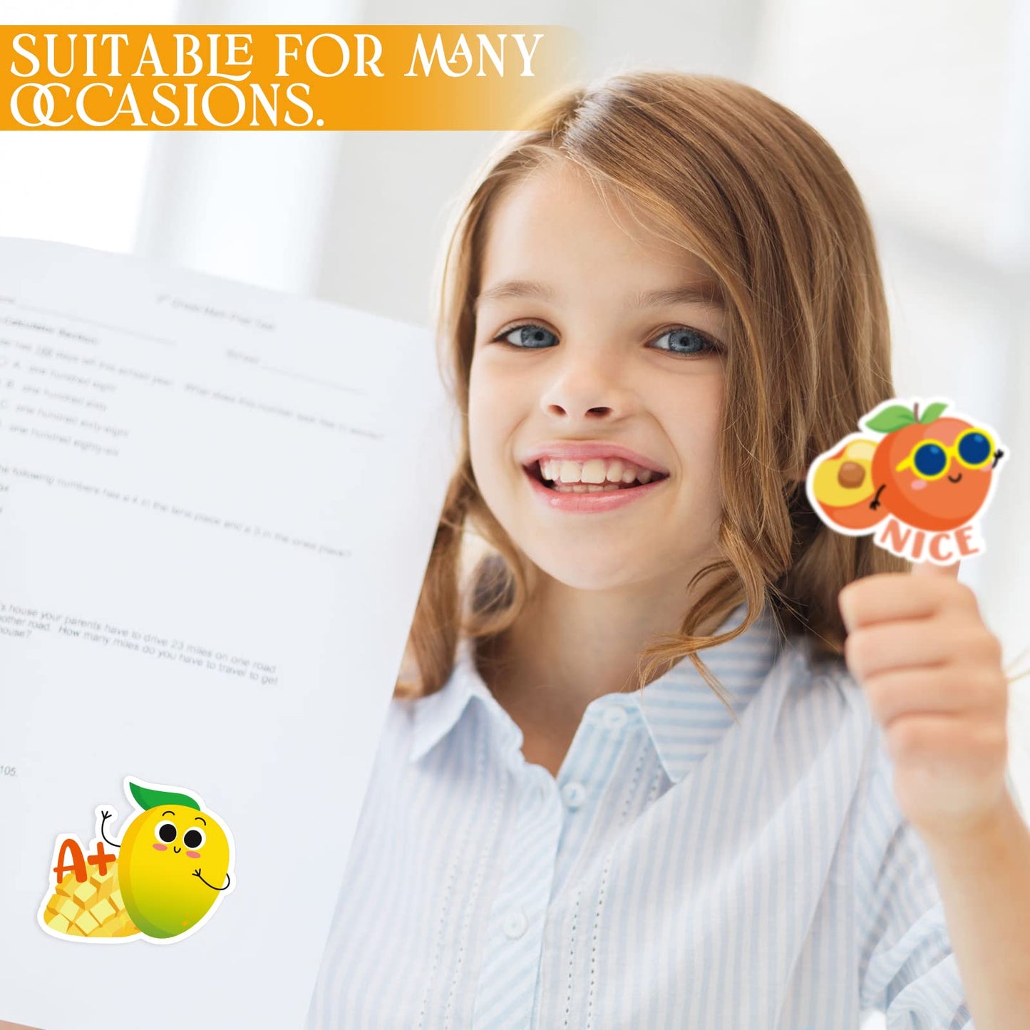 Jetec 300 Pcs Scratch and Sniff Sticker for Kids Smelly Scented Motivational Reward Stickers Teacher Incentive Positive Decal for Student Classroom Chart School Supplies(Fruity)